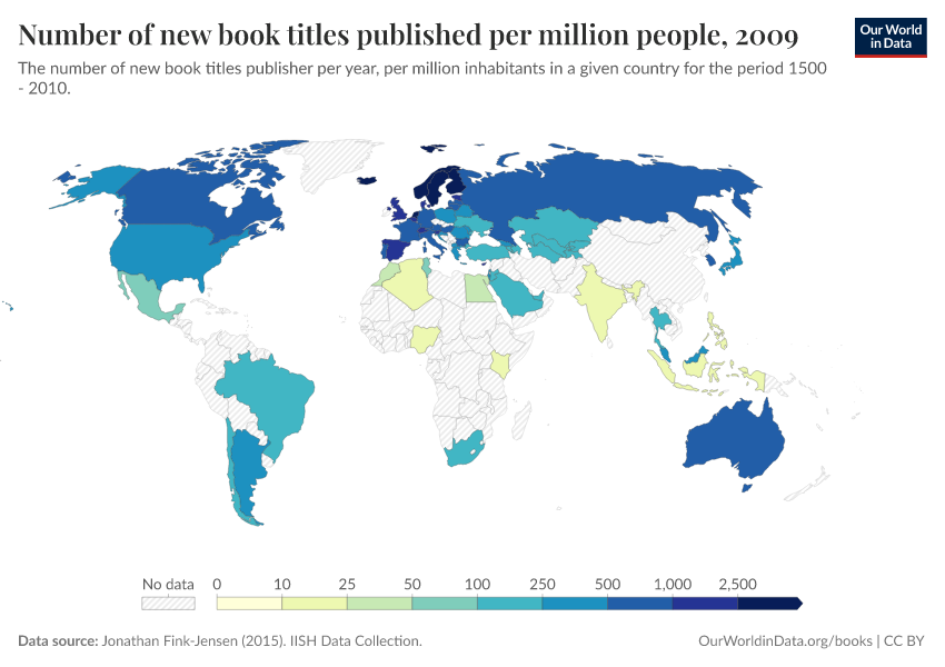 A thumbnail of the "Number of new book titles published per million people" chart